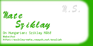 mate sziklay business card