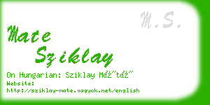 mate sziklay business card